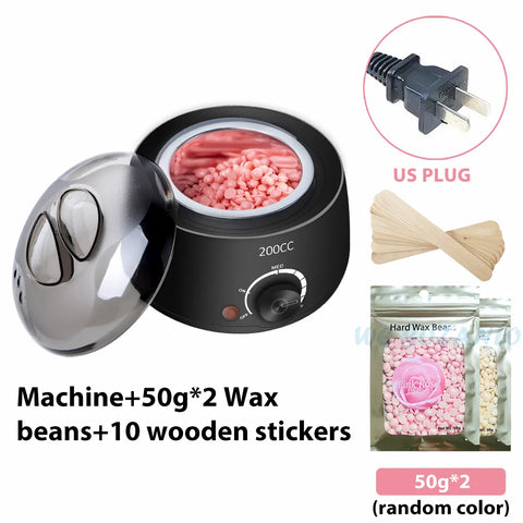 200CC Wax Heater Warmer Hair Removal Machine For Hand Foot Body SPA Epilator Paraffin Wax Pot +Wax Beans + Wood Sticks