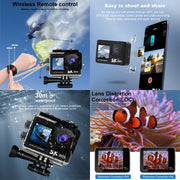 Action Camera 5K30FPS 4K60FPS 2.0 Touch LCD 48MP EIS DVR Webcam Dual Screen Wi-Fi 170D Waterproof 30M 5X Zoom Sports Camera