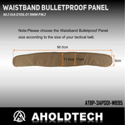 Aholdtech Belt NIJ IIIA Waistband Bulletproof Waist Training Universal Padded Wide Belt Girdle Soft Panel