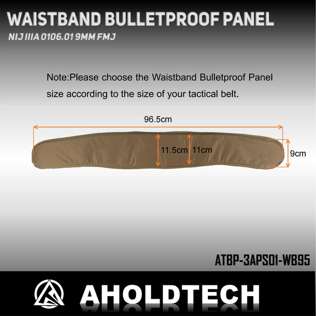 Aholdtech Belt NIJ IIIA Waistband Bulletproof Waist Training Universal Padded Wide Belt Girdle Soft Panel