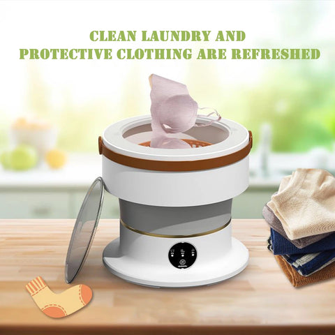 6.5L Mini Collapsible Washer Portable Large Capacity Washing Clothes Machine With Drain Basket For Socks Underwear Bra Washing