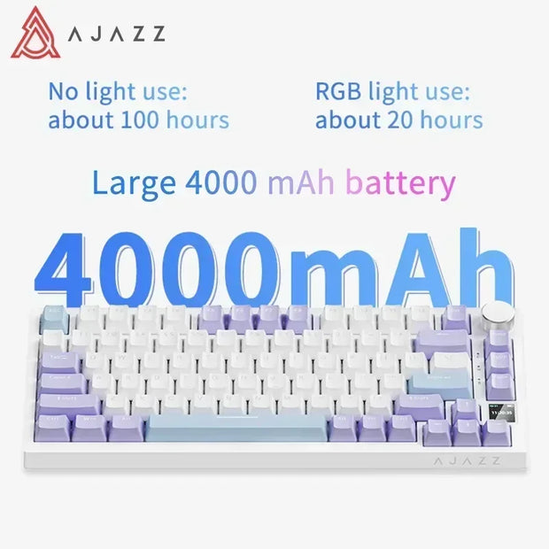 New AK820 AJAZZ Wired Mechanical Keyboard RGB Gaming 75% Gasket-mounted Type-C Wired TFT Screen Customized APEX KR ROK Keycap