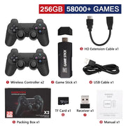 GD10 Game Stick 256G 4K HD Video Game Console Double Wireless 2.4G Controller Retro Console  58000 Games For PSP  Christmas Gift