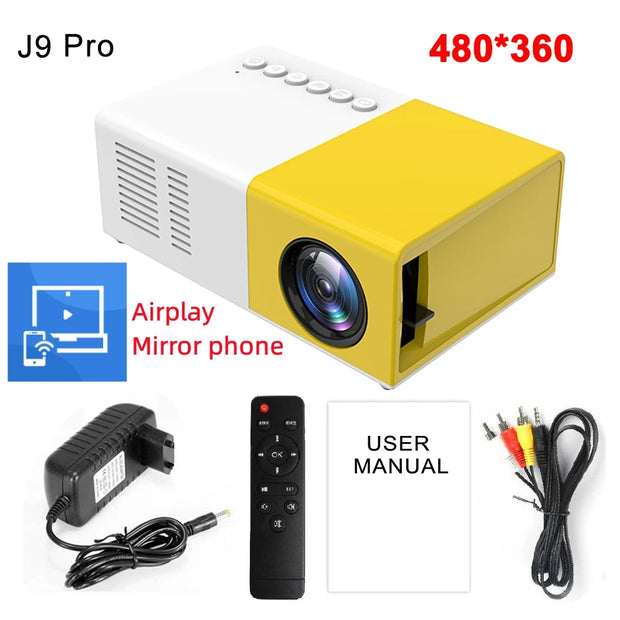 Salange J9Pro MINI Projector Home Theater Game Beamer Video Multimedia Player for Apple Android Phone 1080P Via HD Port Smart TV