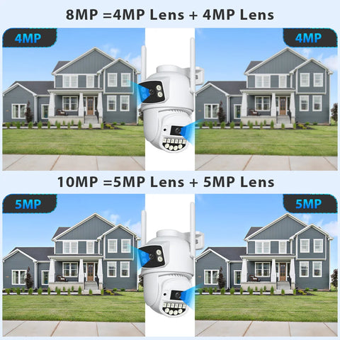 8MP 4K PTZ Wifi Camera Dual Lens with Dual Screen HD 10MP 5K Ai Human Detect Auto Tracking Wireless Outdoor Surveillance Camera