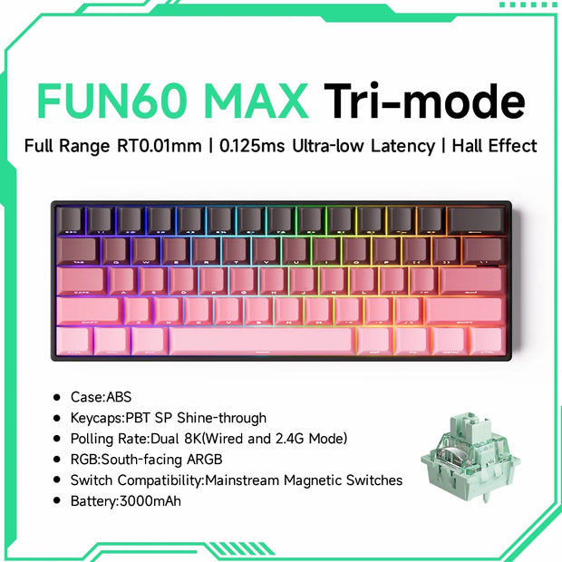 Akko MonsGeek FUN60 PRO&MAX HE Machanical Keyboard Magnetic Switch 60% Wireless Gaming Keyboard Rapid Trigger 8K Custom Keyboard