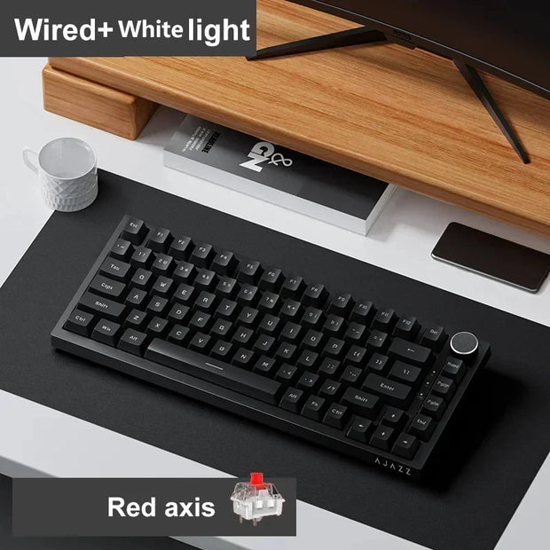 New AK820 AJAZZ Wired Mechanical Keyboard RGB Gaming 75% Gasket-mounted Type-C Wired TFT Screen Customized APEX KR ROK Keycap