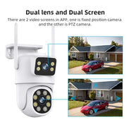 4K 8MP PTZ WIFI Camera Dual Lens Dual Screen IP Camera Outdoor 4MP HD Auto Tracking Security Protection CCTV Surveillance iCSee