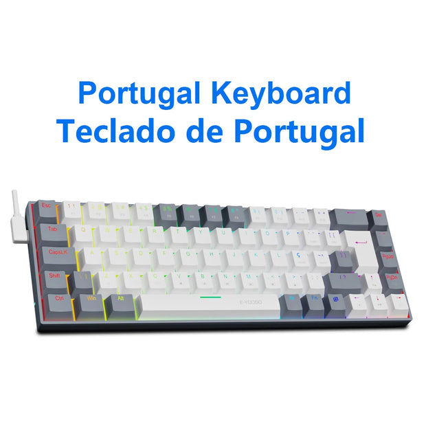 E-YOOSO Z686 RGB USB 60% Mini slim Mechanical Gaming Wired Keyboard Red Switch 68 Keys Russian Brazilian Portuguese for Compute