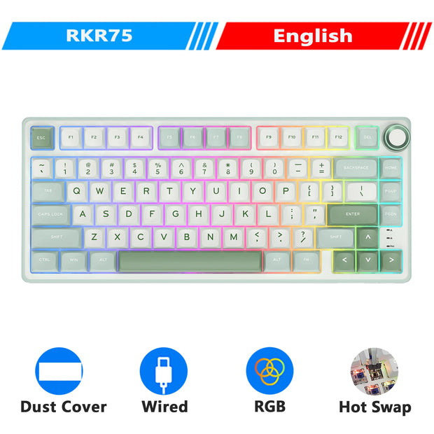 RK Royal Kludge R75 Gasket Wired Mechanical Keyboard 80 Keys RGB Backlit Hot-swappable Spanish Gamer Keyboard MDA PBT Keycaps