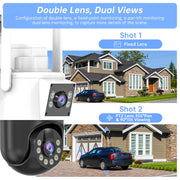 Jooan 5K 4K HD Wifi Camera Outdoor Dual Lens Dual Screen PTZ IP Camera AI Tracking Security Protection Video Surveillance