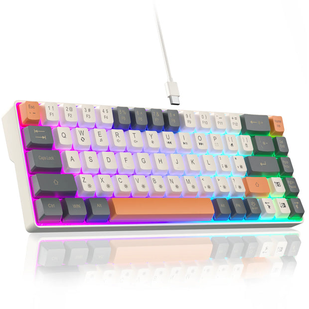 SOLAKAKA SK968 Wired Keyboard Optical Switches RGB Backlit Keycaps 60% Compact Office Computer Membrane Gaming Keyboard Portable