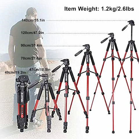 Zomei Professional Portable Travel Aluminum Camera Floor Tripod Stand & Pan Head for Phone DSLR Digital Camera Canon Nikon Video