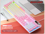 K500 Pink Keyboard Mixed Color White Pink Keycaps 104 Keys Wired Gaming Keyboard for Laptop PC