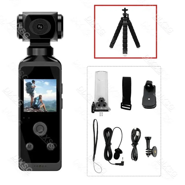 4K Ultra HD Pocket Action Camera 270° Rotatable Vlog Wifi Mini Sports Cam Waterproof Case Helmet Travel Bicycle Driver Recorder