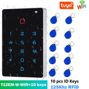 Waterproof WiFi Tuya App Backlight Touch 125khz RFID Card Access Control Keypad WG26 Output Alarm Management Card Support