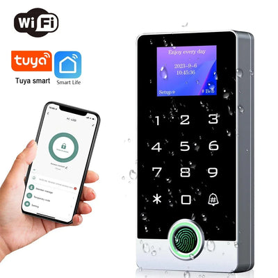 Waterproof Tuya App Control Fingerprint Reader With LED Screen Stand-Alone Door Keypad Full Metal WiFi Access Control System