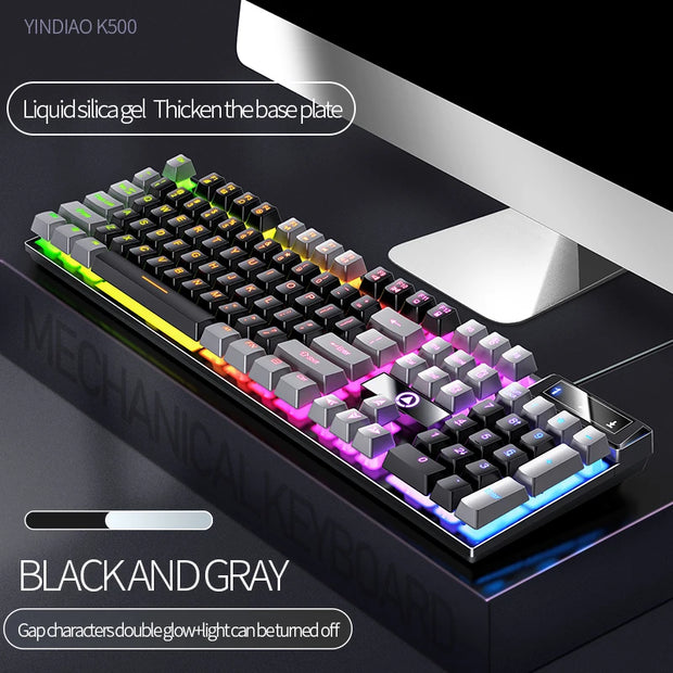 YINDIAO Keyboard Gaming Wired Laptop Desktops PC Computer Office Accessories Low Profile Gamer Keyboards With Numpad