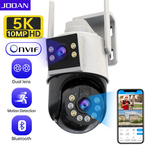 Jooan 5K 4K HD Wifi Camera Outdoor Dual Lens Dual Screen PTZ IP Camera AI Tracking Security Protection Video Surveillance