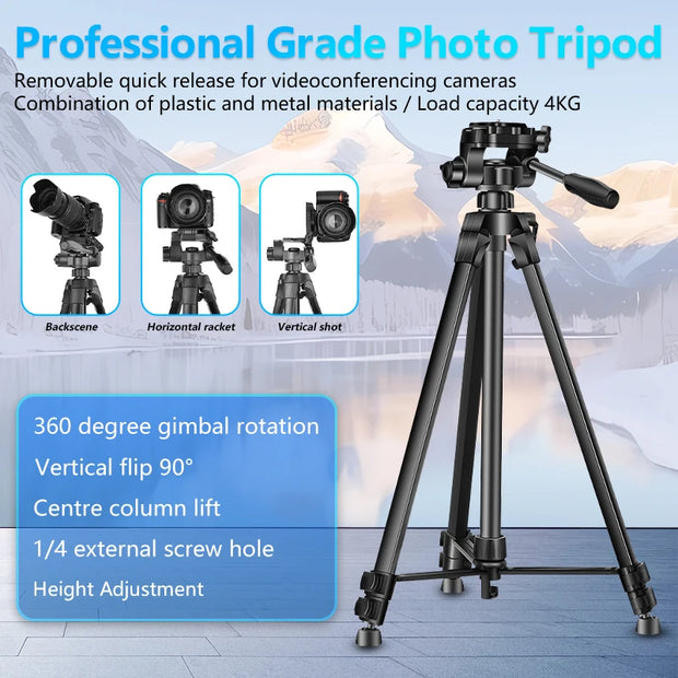 Professional Portable Aluminum Fluid Head Camera Tripod for Camcorder/DSLR Stand Video Tripod 170MM Max Height