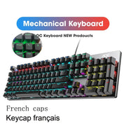 GK410 104 Full Keys Hot Swap Metal Panel Mechanical Keyboard RGB Light Green Black Tea Redaxis non-impact game computer keyboard