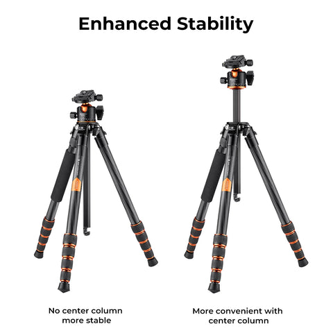 K&F Concept Professional Carbon Fiber Tripod for DSLR Camera Stand 15kg/33lbs Max Load with 360° Ball Head Photography Camcorder