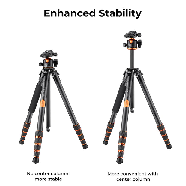 K&F Concept Professional Carbon Fiber Tripod for DSLR Camera Stand 15kg/33lbs Max Load with 360° Ball Head Photography Camcorder