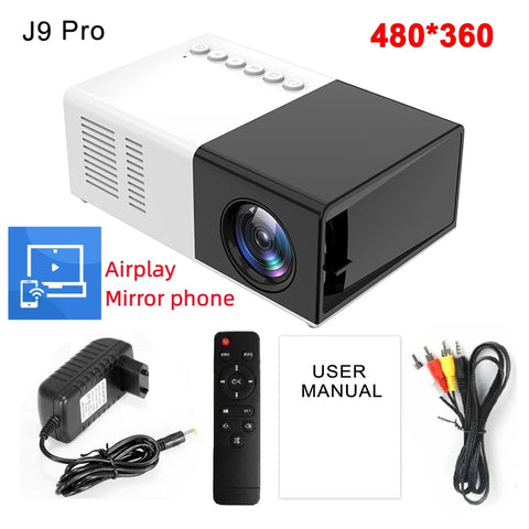 Salange J9Pro MINI Projector Home Theater Game Beamer Video Multimedia Player for Apple Android Phone 1080P Via HD Port Smart TV