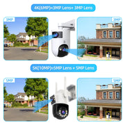 Jooan 5K 4K HD Wifi Camera Outdoor Dual Lens Dual Screen PTZ IP Camera AI Tracking Security Protection Video Surveillance