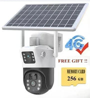 4K 8MP Sim Card Solar Camera comes free with a 256G memory Outdoor IP Cam Dual Screen Security Protection Wireless Surveillance