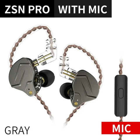 KZ ZSN Pro IEM Earphones Dynamic Hybrid Driver Balanced Armature Wired Earbuds Detachable Cable Gaming Stereo HiFi Bass Headset