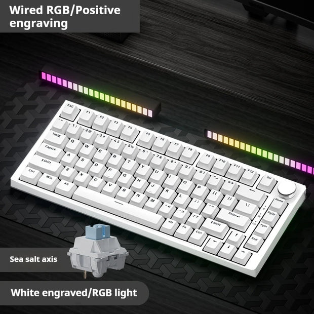 New AK820 AJAZZ Wired Mechanical Keyboard RGB Gaming 75% Gasket-mounted Type-C Wired TFT Screen Customized APEX KR ROK Keycap