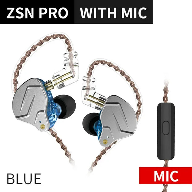 KZ ZSN Pro IEM Earphones Dynamic Hybrid Driver Balanced Armature Wired Earbuds Detachable Cable Gaming Stereo HiFi Bass Headset