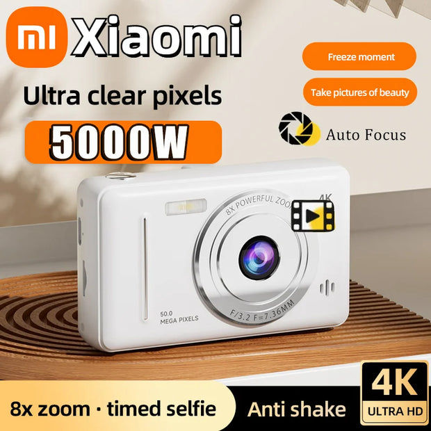 Xiaomi 4K Mini Digital Camera Retro CCD Sports Camera Entry-level Carema Dual HD Camera Flash 50 Million Pixels Auto Focus Gift