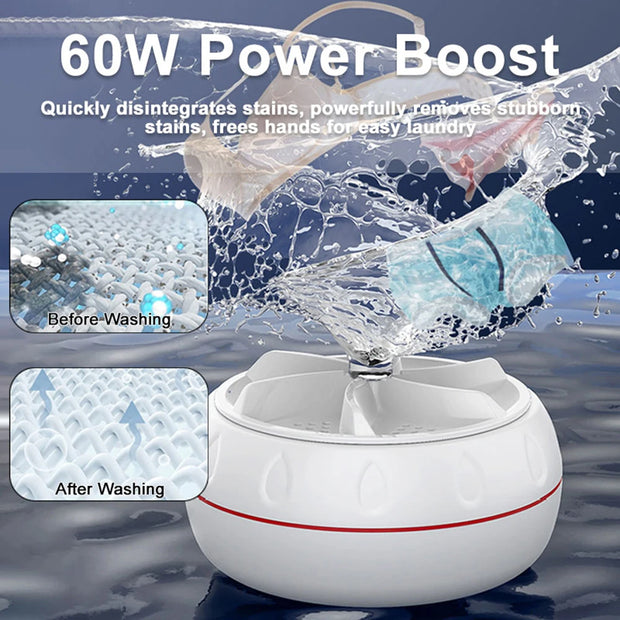 60W Mini Washing Machine Portable USB Rotating Turbo Fruit Washing Machine Ultrasonic Dishwasher For Home Kitchen Travel Clothes