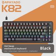 75% Mechanical Keyboard Wired with Media Knob, APAYADO Black Gaming Keyboard,Hot-Swap,ABS Cap Transparent Character Backlighting