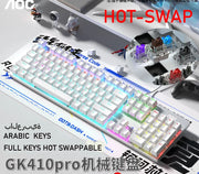 GK410 104 Full Keys Hot Swap Metal Panel Mechanical Keyboard RGB Light Green Black Tea Redaxis non-impact game computer keyboard