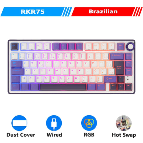 RK Royal Kludge R75 Gasket Wired Mechanical Keyboard 80 Keys RGB Backlit Hot-swappable Spanish Gamer Keyboard MDA PBT Keycaps