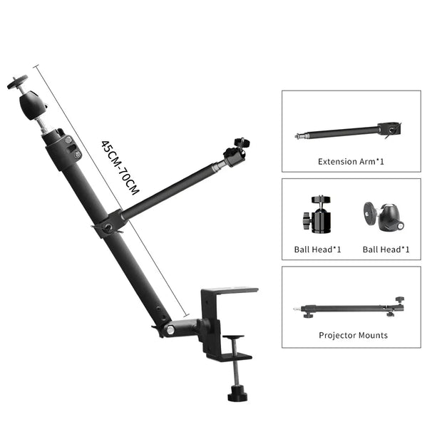 SH Desktop C-clamp Light Stand With 1/4" Ball Head,Adjustable Tabletop Bracket Stand For DSLR Camera, Ring Light, Video Monitor