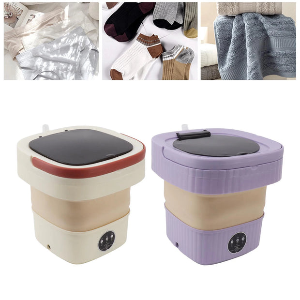 Folding Portable Washing Machine 6L Large Capacity Clothes Spin Dryer Bucket Travel Underwear Socks Ultrasonic Mini Washer