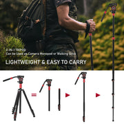 78.7'' Tripod for Camera Professional Camera Tripod Stand Monopod Panoramic Video Head for Dslr Camcorder Max Load 26lbs/12kg