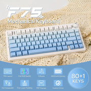 AULA F75 Gaming Mechanical Keyboards RGB Backlit 2.4G /BT/Wired 3 Mode Gasket Structure 75% Customized 80Keys Gradient Keyboard