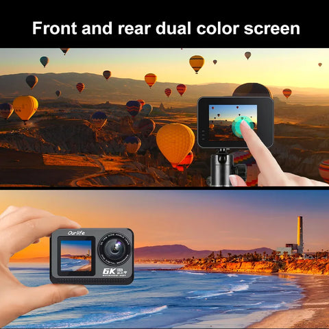 6K Action Camera 4K60FPS WiFi Anti-shake Dual Screen 170° Wide Angle 20m Bare Metal Waterproof Sport Camera with Remote Control