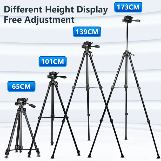 Professional Portable Aluminum Fluid Head Camera Tripod for Camcorder/DSLR Stand Video Tripod 170MM Max Height