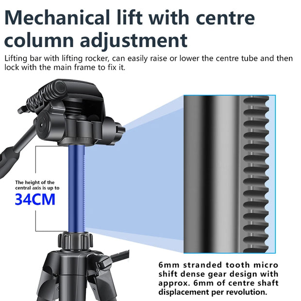 Professional Portable Aluminum Fluid Head Camera Tripod for Camcorder/DSLR Stand Video Tripod 170MM Max Height