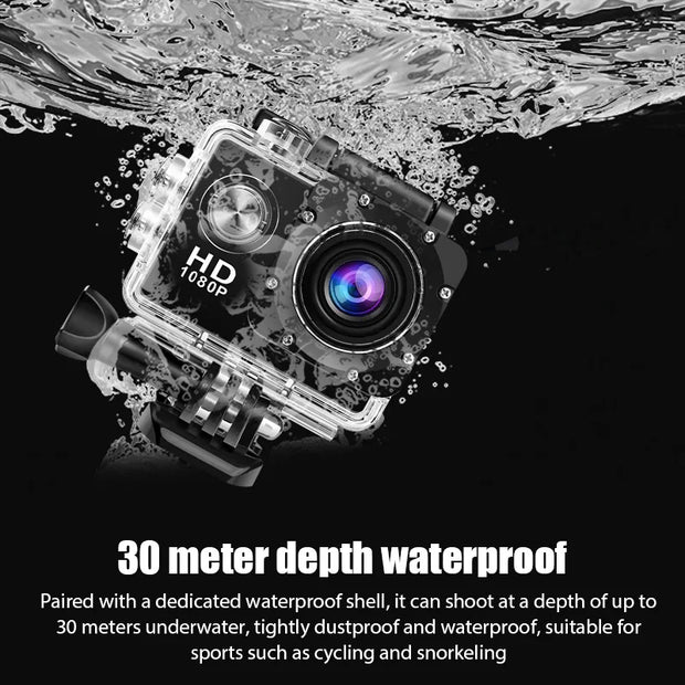 Mini Action Camera HD 4K Digital Cameras Screen Waterproof Recording Cam Sports Camera for Riding Record Diving Outdoor Sports