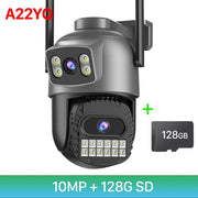 20MP 8K HD WiFi Camera Outdoor 10X Zoom Four Lens Three Screen Auto Tracking Security Protection 4K PTZ CCTV Video Surveillance