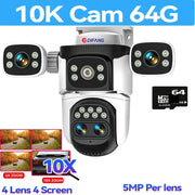 10K Security Protection WiFi6 Camera Outdoor Four Screen 20MP CCTV External IP Cam 10X Zoom 8K 15MP Video Surveillance Camera