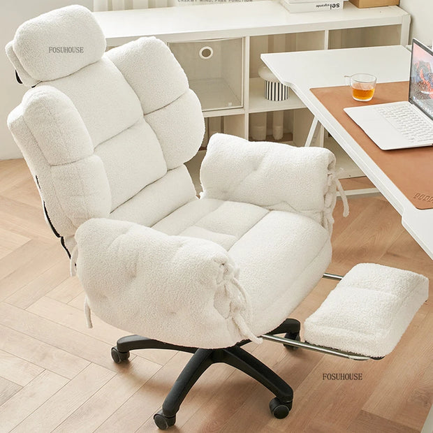 Velvet Lazy Office Chair for Bedroom Nordic Backrest Lift and Swivel Chairs Creative Comfortable Office Chairs for Gaming Room