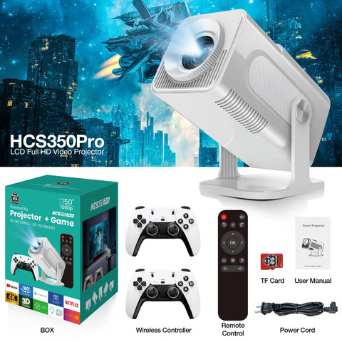 Salange HCS350 Pro Projector Include 2 Wireless Controllers 30000+ Games Support 4K 1080P Android11 for Cinema Outdoor Proyector